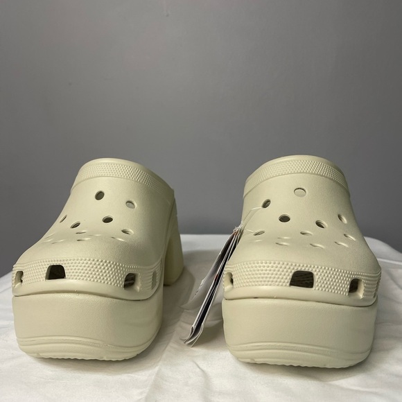 New Crocs Siren Clog Platform Block High Heels Bone/White Slip On Womens Size 12 - Picture 9 of 14